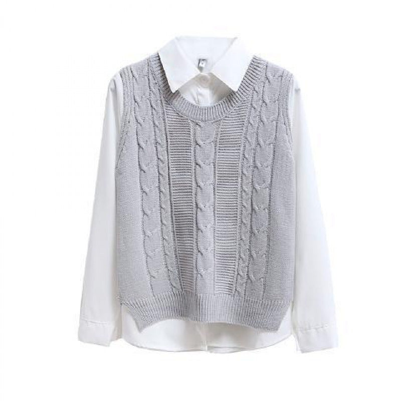 Korean Style Round Neck Knitted Vest