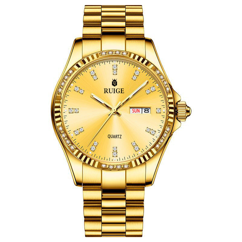 Gold Diamond Men's Quartz Watch Waterproof