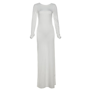Fashion Slim Fit Backless Long Sleeve Dress Women