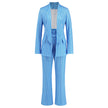 Women's Fashion Casual Striped Blazer Straight-leg Wide-leg Pants Suit