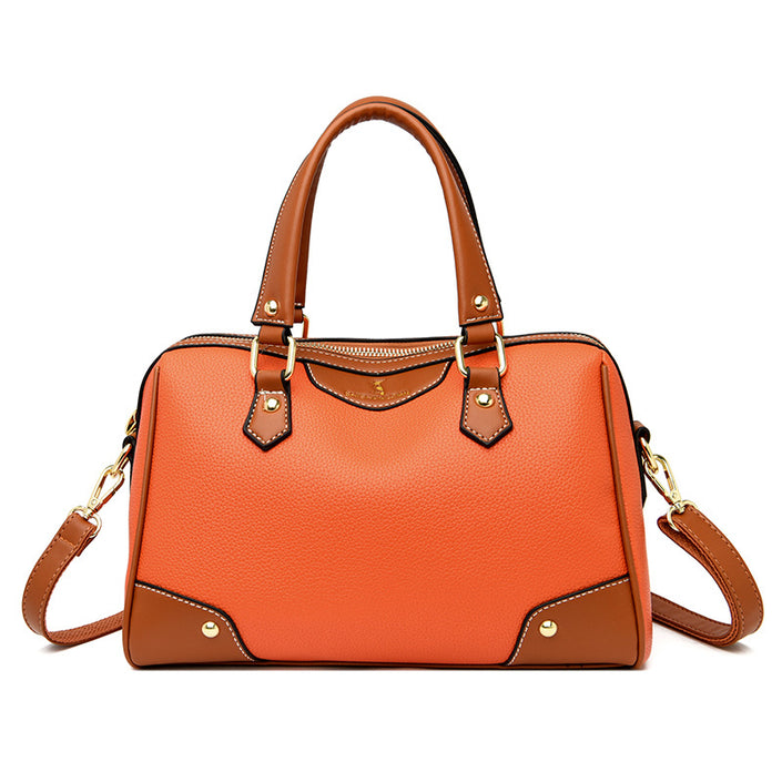 Handbag Women's Large Capacity Contrast Color Soft Leather