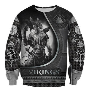 3D Printed Viking Series Pattern Loose Sports And Leisure Pullover Top