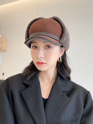 Fur Integrated Winter Thickened Earflaps Leather Hat