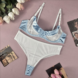 Women's Fashion High Elastic Satin Stitching Mesh Belt Steel Ring Underwear Suit