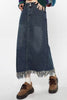 Denim Women's Hong Kong Style Autumn High Waist Slimming A- Line Long Overknee Skirt