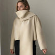 Women's Fashion Solid Color Scarf Woolen Coat