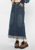 Denim Women's Hong Kong Style Autumn High Waist Slimming A- Line Long Overknee Skirt