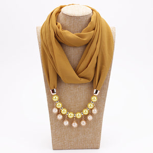 Pearl Chiffon Necklace Scarf Bib Sunscreen Women