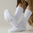 Absorbent Anti-odor Black And White High-top Basketball Socks For Men