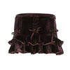 Retro Brown Bow Bandage High Waist Velvet Skirt