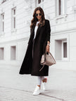 Simple Long-sleeved V-neck Lace Woolen Coat Women's Clothing