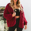 Pure Color Jacquard Blouse Jacket Casual Loose Cardigan Sweater Coat Women