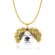 Vintage Gold Sunflower Locket Necklace Stainless Steel Class Of Graduate Cap Necklaces For Men Women Graduation Jewelry