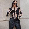 Mesh Perspective Stitching Long-sleeved Finger Sleeve Bodysuit