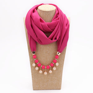 Pearl Chiffon Necklace Scarf Bib Sunscreen Women