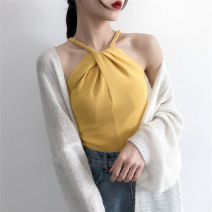 Off-the-shoulder Knitted Camisole Women's New Sexy Outer Wear