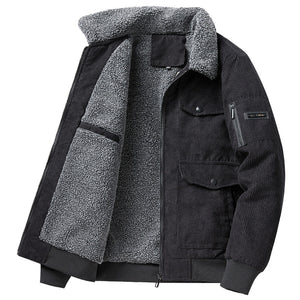 Large Pocket Lambswool Velvet Padded Thickened Coat Men