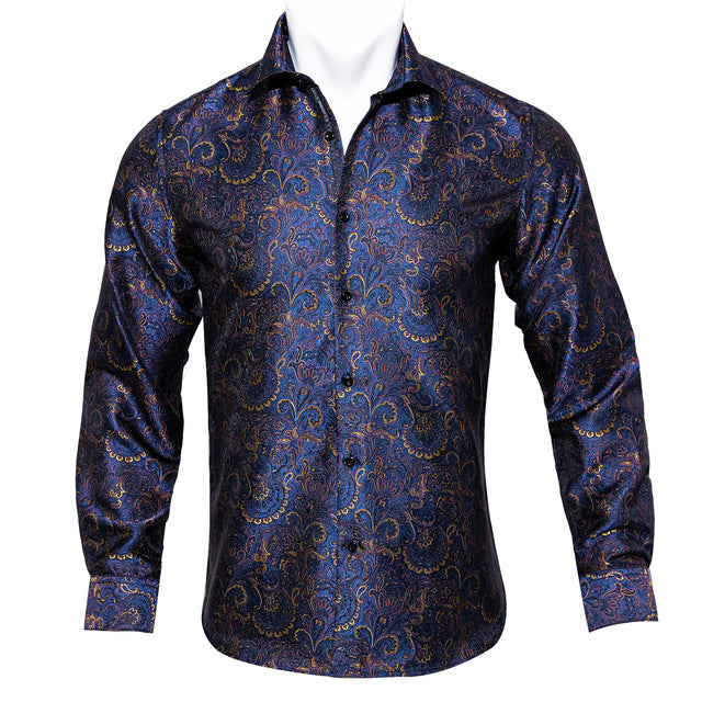 Long Sleeve Casual Flower Shirts For Men Designer Fit Dress Shirt BCY-05