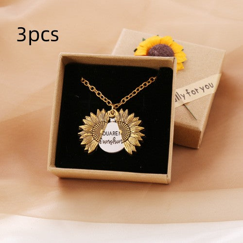 Sunshine Sunflower Necklace Women Men