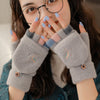 Knitted Plus Fluff Flip Gloves