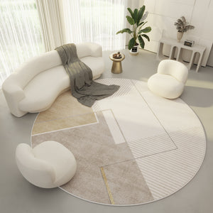 Cream Modern Simple Round Carpet