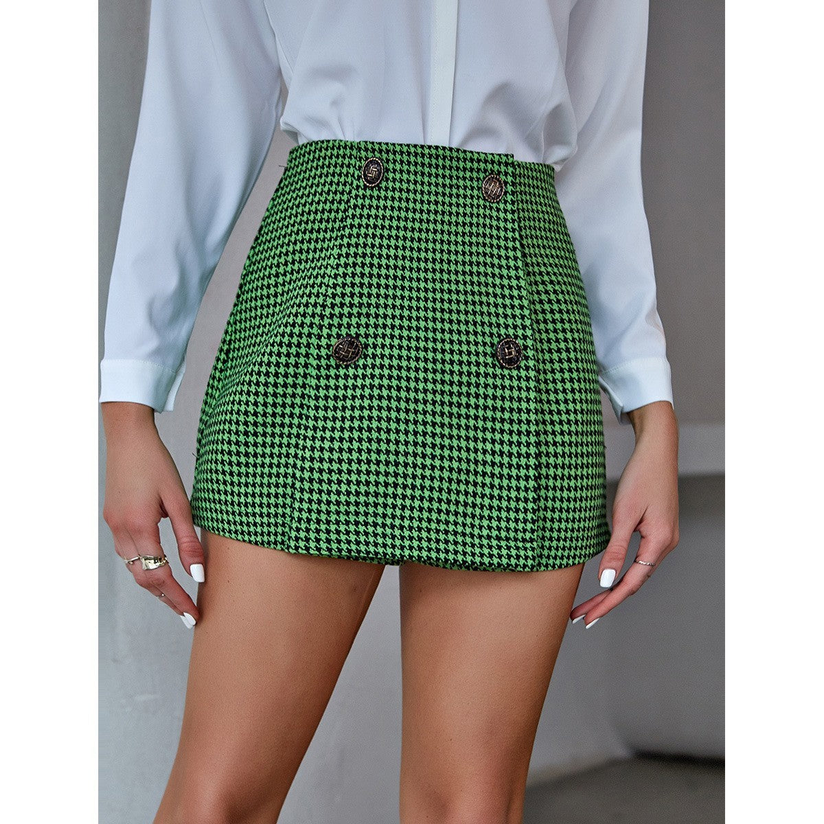 Campus College Style Light Luxury Classic Houndstooth