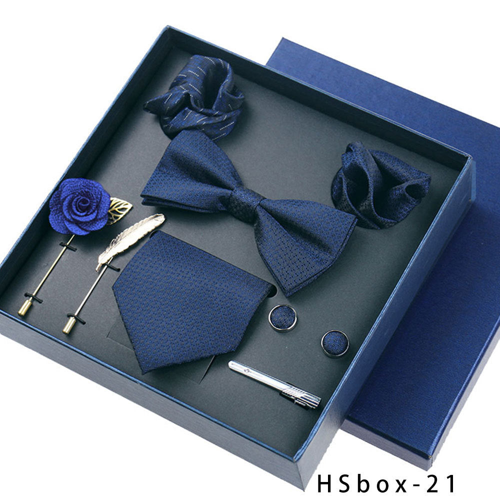 8-piece Gift Box Men's Formal Wear Business Bow Tie Square Scarf Tie Clip