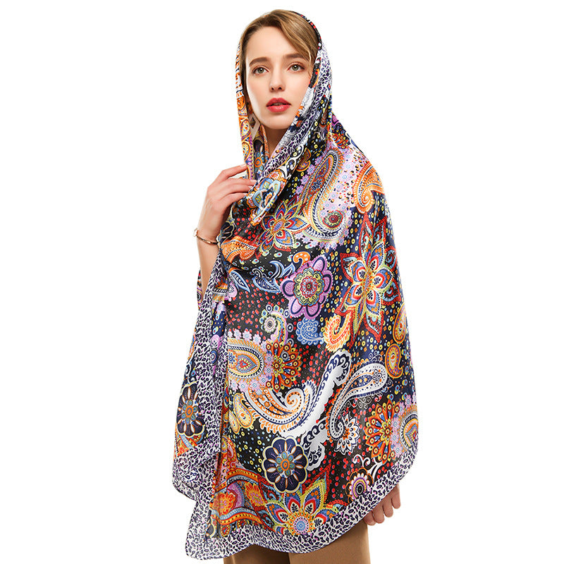 Women's Cashew Floral Silk Satin Long Scarf