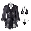 Perspective Chiffon Outer Robe Three Point Underwear Set pajamas