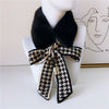 Houndstooth Fur Collar Scarf Women's Korean-style Plush Scarf Winter Warm Thickened Women's Scarf