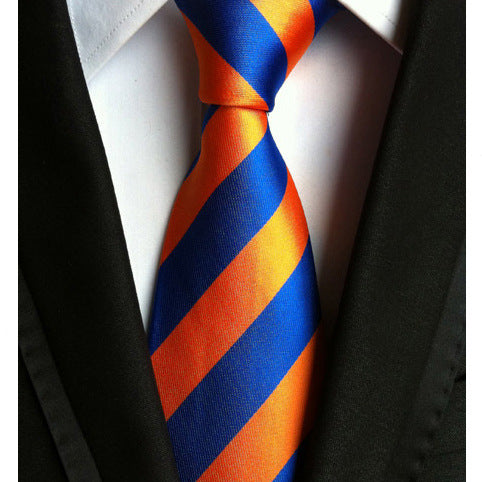 Business Executive Tie Polyester Silk Jacquard Big Stripe Tie