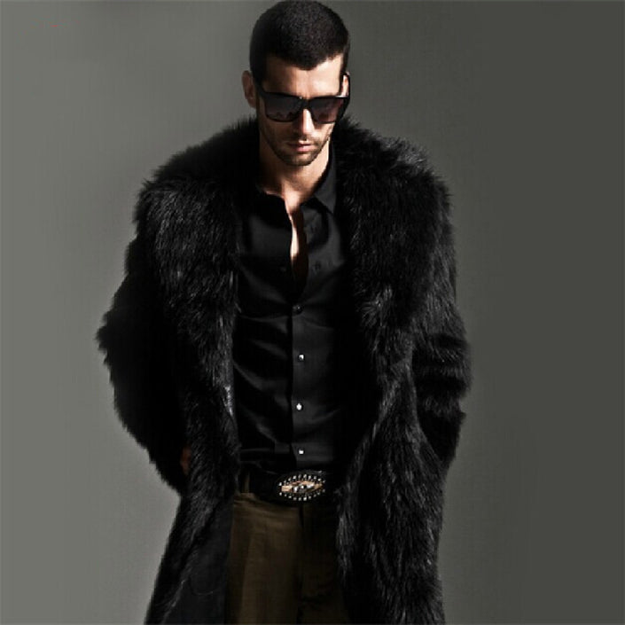 Men's Suit Collar Imitation Fur Coat