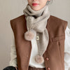 New Style Knitted Wool Ball Striped Scarf For Women