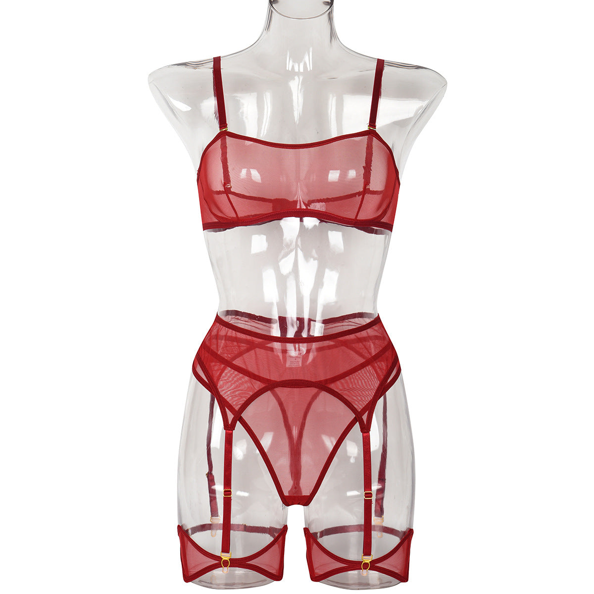 Women's Underwear Mesh See-through High Elastic Comfortable 4-piece Set