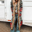 Winter Fur Collar Long Sleeve Printed Coat