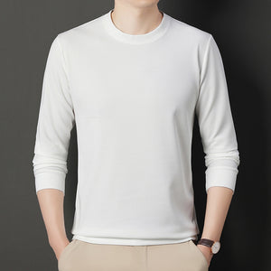 Thin Round Neck Long Sleeve T-shirt Solid Color Men's Top