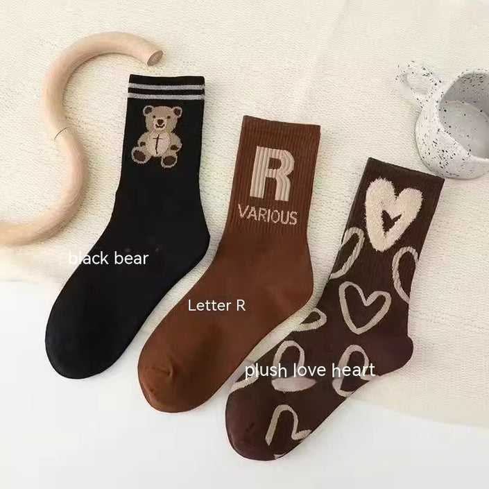 Feather Yarn Plush Bear Socks For Women