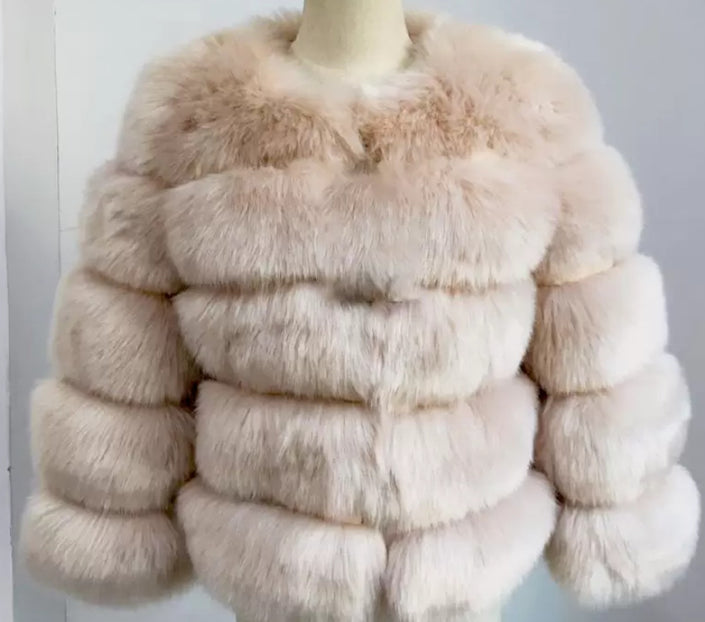 Haining fur coat slim short fox fur stitching