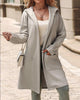 Women's Texture Loose Hooded Mid-length Trench Coat