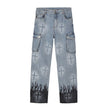 High Street Retro Cross Graffiti Loose Straight Jeans