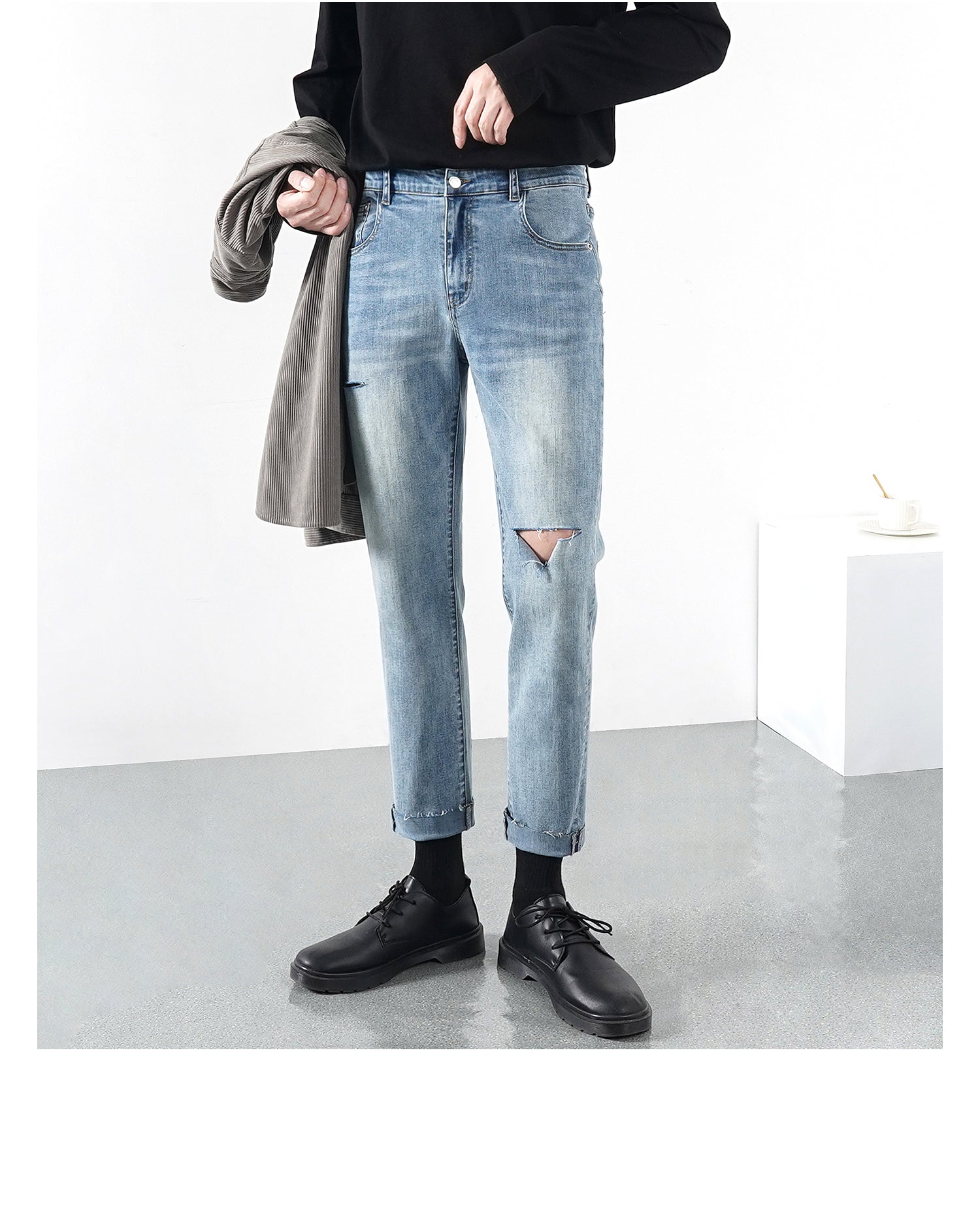 Ripped Jeans For Men Light Summer Thin