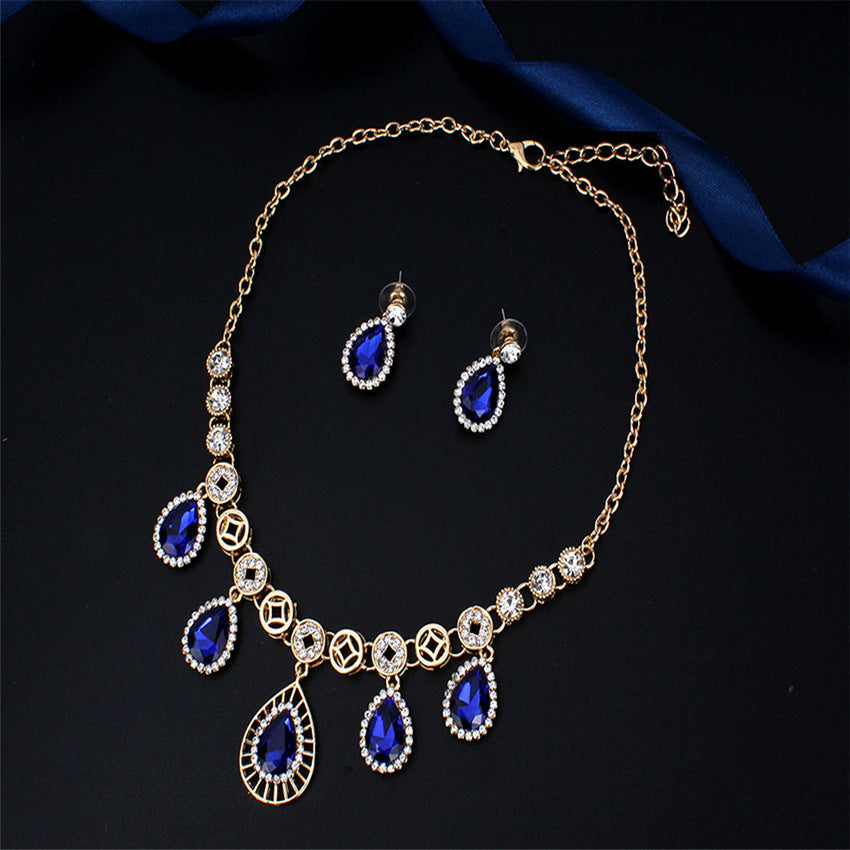 Women's Jewelry Set Bridal Necklace Earrings Wedding Two-piece Banquet Accessories