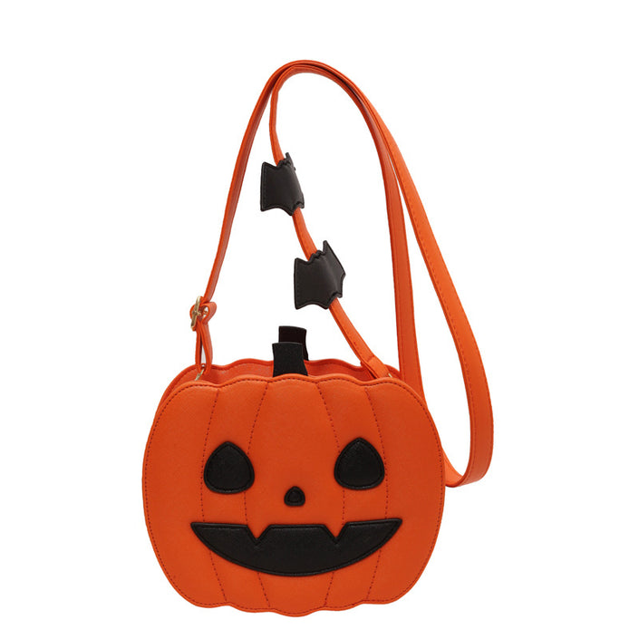 Funny Pumpkin Cartoon Shoulder Crossbody Bag With Bat Personalized Creative Female Bag