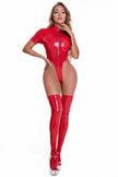 Bright Patent Leather Bodysuit High Elastic Leather PU