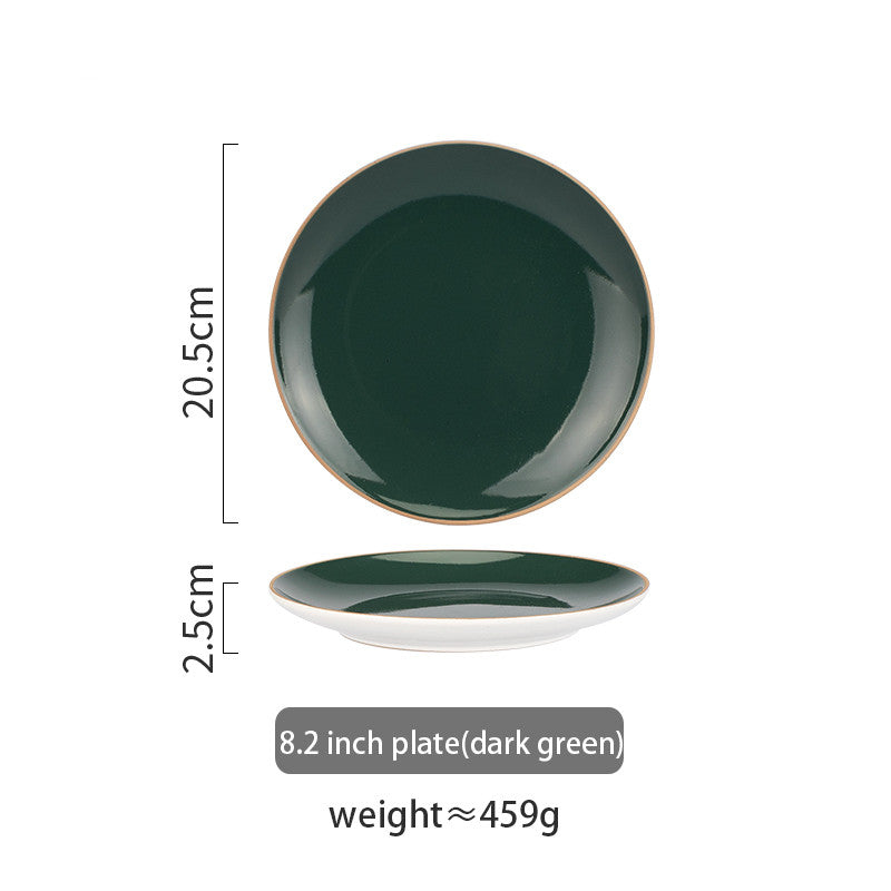 Nordic Dark Green Steak Plate Disc Tableware