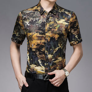 Silk Satin Shirt Short Sleeve