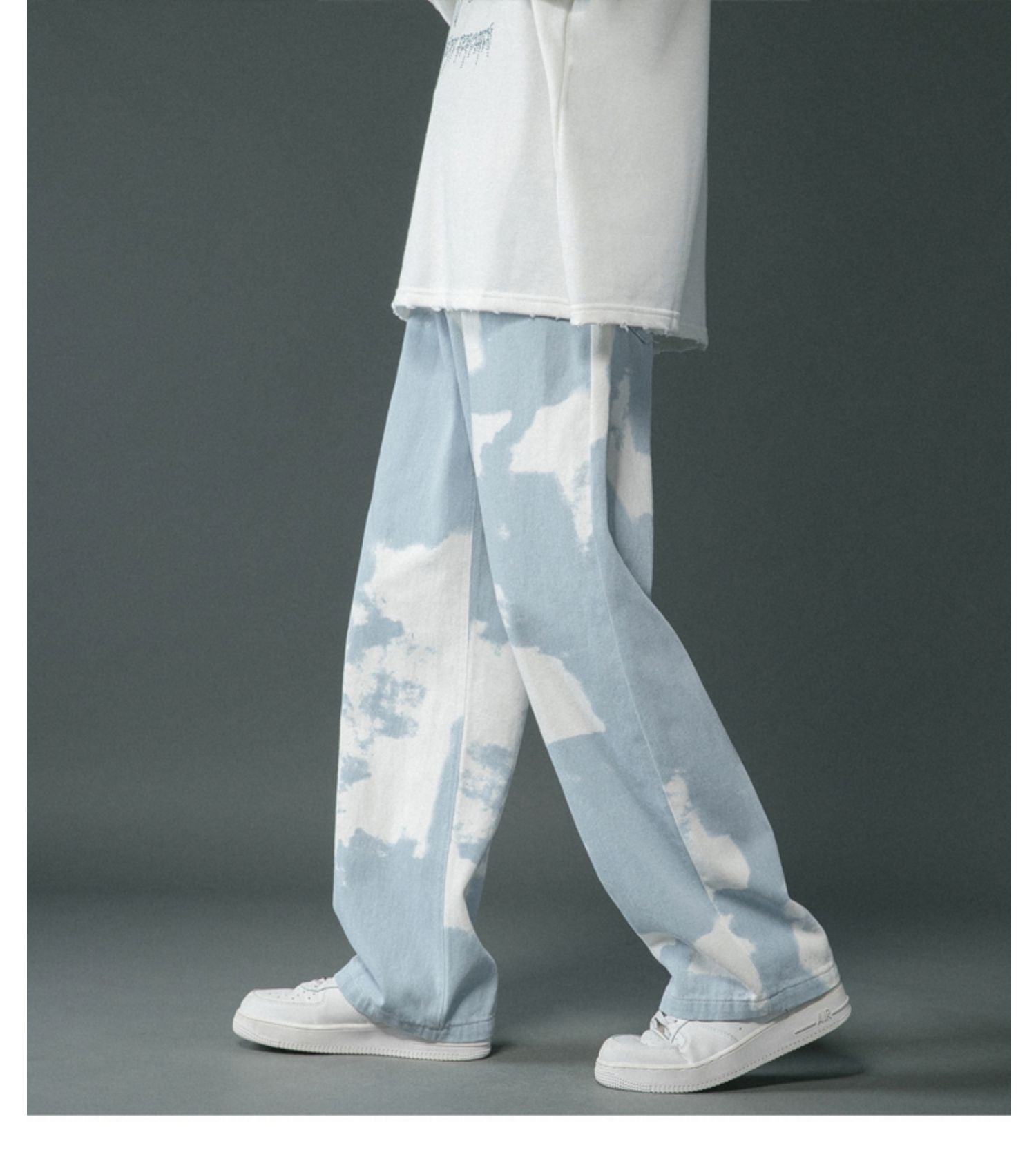 Tie Dyed Denim Straight Leg Pants For Boys