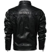 Men PU Leather Jacket Thick Motorcycle Leather Jacket Fashion Vintage Fit Coat