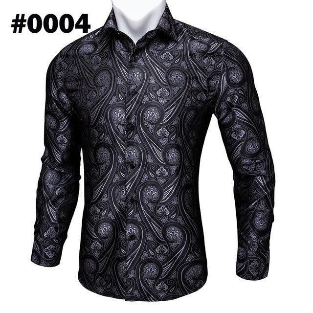 Long Sleeve Casual Flower Shirts For Men Designer Fit Dress Shirt BCY-05