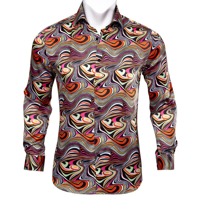 Long Sleeve Casual Flower Shirts For Men Designer Fit Dress Shirt BCY-05